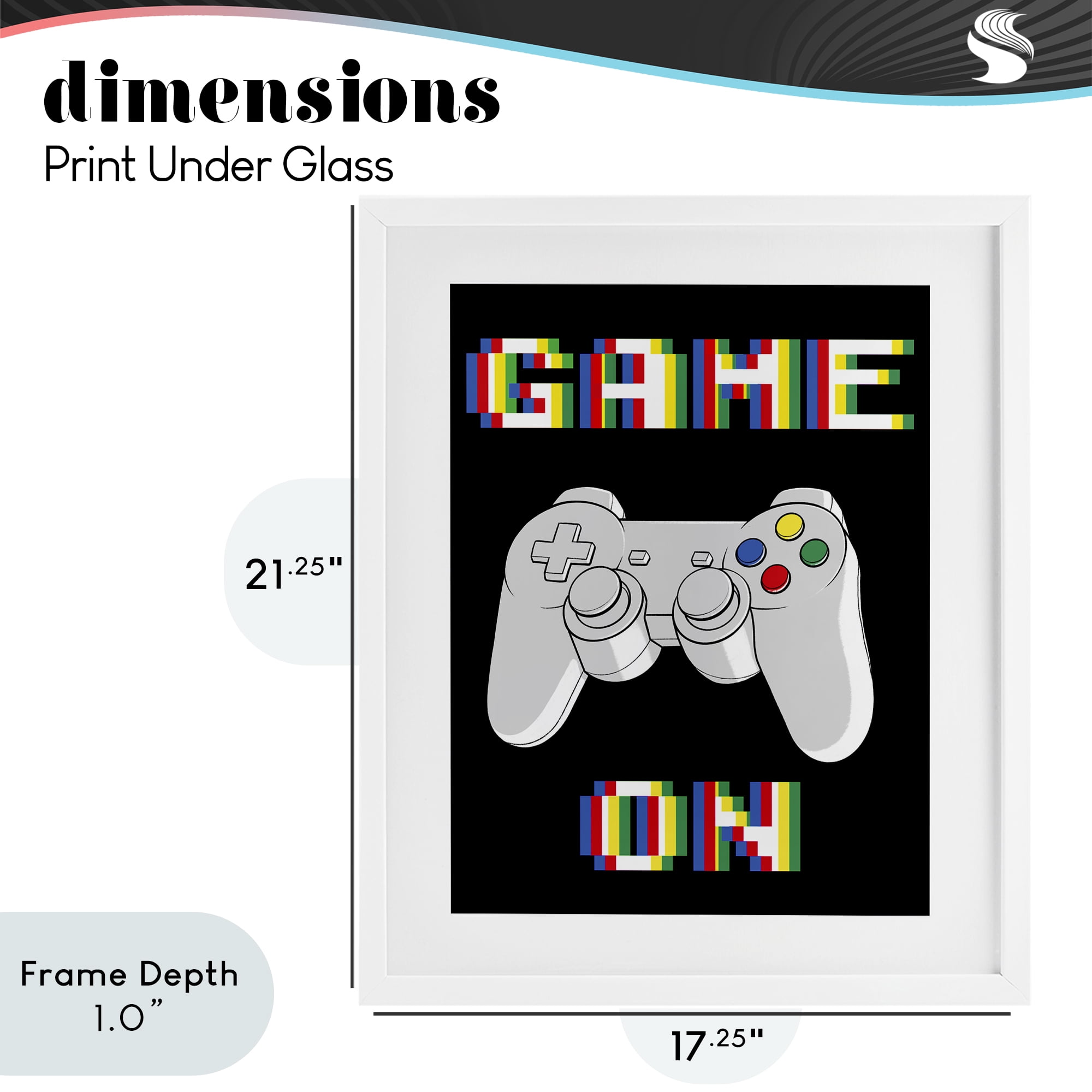 Stupell Industries Colorful Digital Game On White Framed Print Under Glass, design by Marcus Prime
