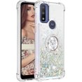 thumbnail image 6 of Glitter Clear Sparkly Bling Motorola Moto G Play 2023 Case for Women, Flowing Liquid Quicksand Cover with Diamond Ring Holder Case for Motorola G Play 2023  Silver, 6 of 14