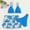 Blue, variant on Laipiong Girls 2 Piece Swimwear Bikini Sets Summer Tropical Palm Tree Print with Mesh Cover Up Rash Guard Swimsuits for Teen Youth Clothes