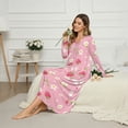 thumbnail image 3 of Tutolipy Nightgowns for Women Strawberry Flower Printed Sleepwear V Neck Loungewear Long Sleeve Nightshirts Comfy House Dress for Home, S, 3 of 7