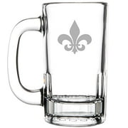 12oz Beer Mug Stein Glass Fleur-de-lis