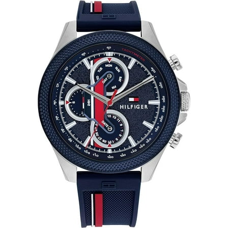 TOMMY HILFIGER Clarks Men's Multifunction Blue Silicone Watch 46mm 1792803