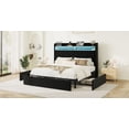 thumbnail image 3 of Amolife Full Bed Frame, Velvet Upholstered Storage Bed with 2 Shelves LED Wingback Headboard, 3 Drawers & USB Ports, Black, 3 of 11