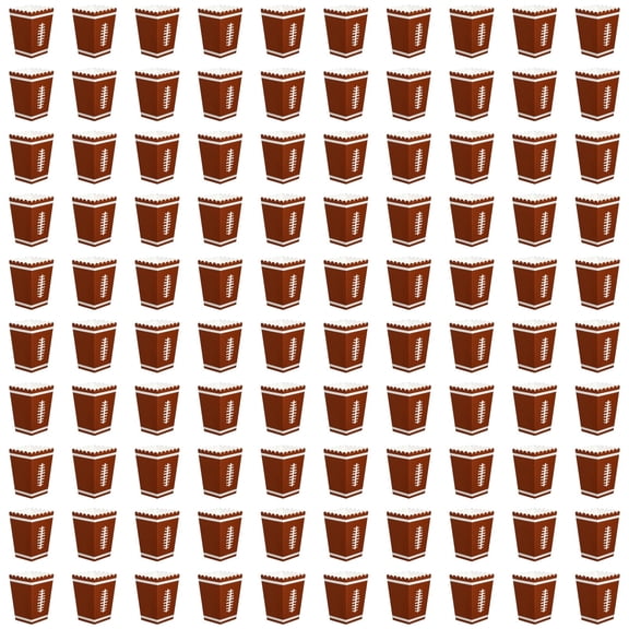 100 Pcs Football Popcorn Boxes, Disposable Brown Paper Snack Containers, Easy Assembly, Wavy Edge, for Football Party Supplies, Tailgate Party Favors
