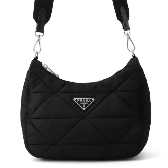 Pre-Owned Prada Shoulder Bag Padded Nylon Quilted 1BC151 PRADA Handbag Black