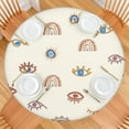thumbnail image 2 of Round Elastic Tablecloth - Cute Cartoon Waterproof Fitted Table Cover for Kids, Windproof & Spill-Proof with Fun Rainbow Animals Design (44 inches), 2 of 5