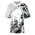 thumbnail image 4 of Mohiass Womens Cotton Polo Shirts Collared Short Sleeve 2024 Lapel Tops Summer Wicking Floral Print Dressy Lightweight Button Down Shirt White M, 4 of 5