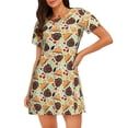 thumbnail image 1 of Easygdp Thanksgiving Camisón de manga corta para mujer, informal, estampado, 1 of 6