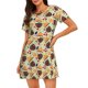 thumbnail image 1 of Fotbe Thanksgiving Bata de Dormir para Mujer con Estampado, Camisón de Algodón de Manga Corta, Ropa de Dormir Casual, 1 of 6