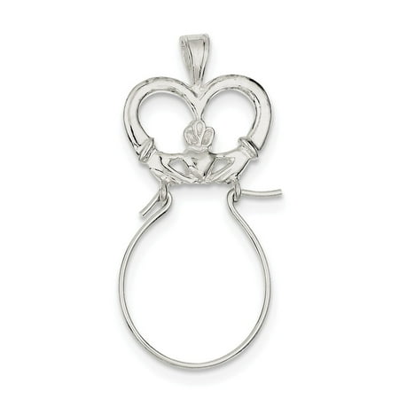 Safety Pin Charm Holder - 925 Sterling Silver Claddagh Charm Holder (45mm x 20mm)