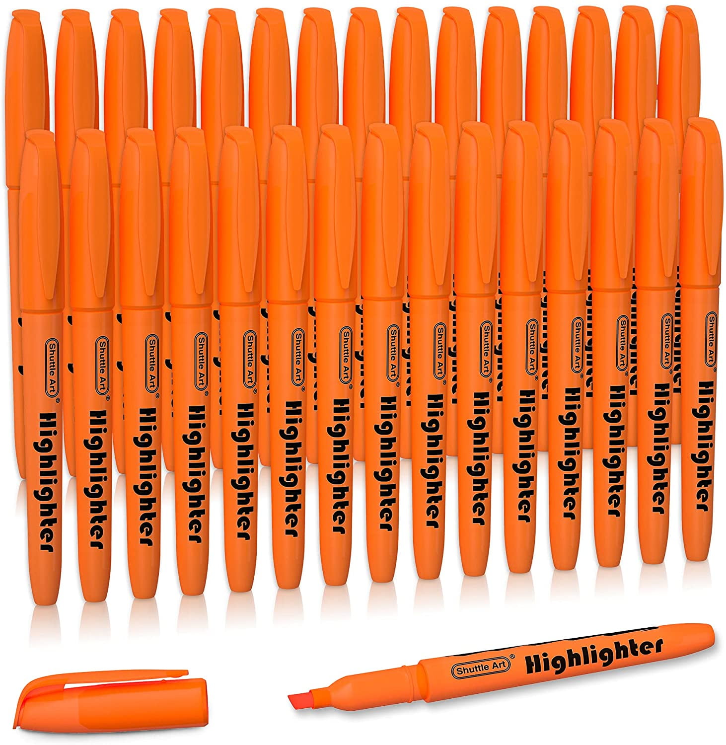 Highlighters, Shuttle Art 30 Pack Highlighters Bright Colors, Orange Colors Chisel Tip Dry-Quickly Non-Toxic Highlighter markers for Adults Kids Highlighting in the Home School Office