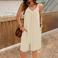 thumbnail image 2 of Seductiva Casual Pants for Women Women's Summer Fashionable Casual Solid Color V Neck Loose Pocket Sleeveless Shorts Jumpsuit Soft Leggings for Women 1PC, 2 of 5