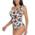thumbnail image 2 of Haiem Cute Butterfly Women's One Piece Swimsuits Tummy Control One Shoulder Bathing Suits Ruffle Swimwear-XX-Large, 2 of 8