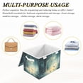 thumbnail image 6 of Yayeee Collapsible Cube Storage Bin with Lid Fabric Closet Decorative Basket with Handles, Night Forest Scene, 6 of 7