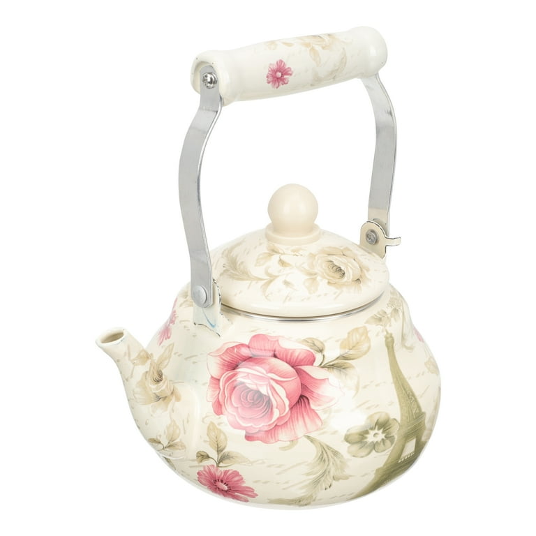 Floral Ceramic Enamel Teapot Tea Kettle For Stovetop, Thickened