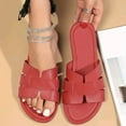 thumbnail image 4 of Miluxas Summer Sandals Clearance Women's Crocodile Embossed Flat Sandals Cross Strappy Open Toe Slide Sandals Red 7.5(40), 4 of 4
