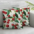 thumbnail image 3 of Orinice Cherries Leaves Graphic Decorative Cushion Throw Pillow Cover for Home Couch Living Room Bed Sofa - Summer Short Plush 1PC 18x18in, 3 of 5