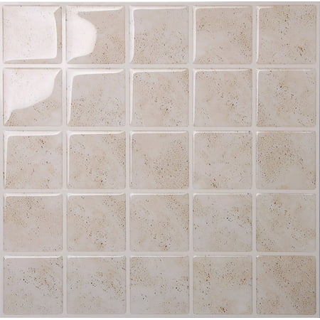 Tic Tac Tiles - Premium Anti Mold Peel and Stick Wall Tile Backsplash in Marmo (Best Porcelain Tile That Looks Like Travertine)