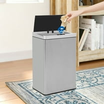 NiamVelo 13 Gallon Kitchen Trash Can with Lid, Automatic Touch Free Stainless Steel Garbage Can for Home Office, Silver