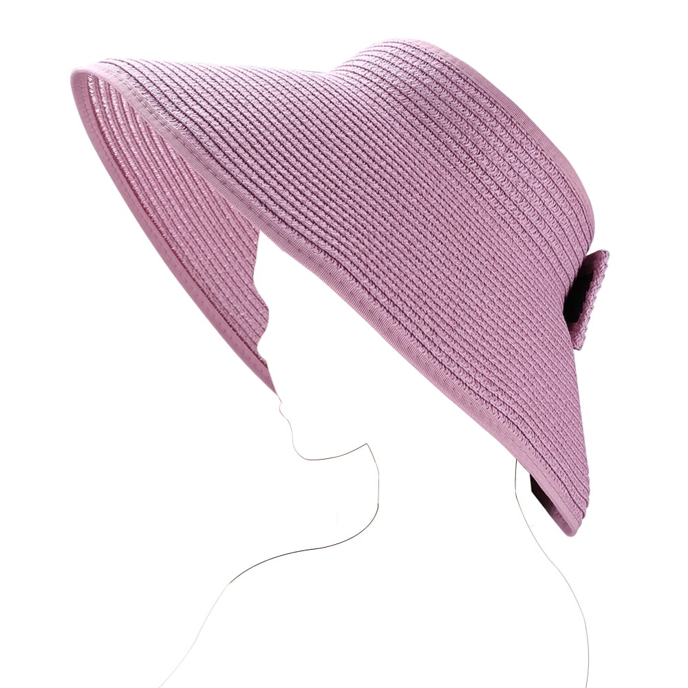 Women’s Rollable Straw Sun Visor with Bow – Adjustable Wide Brim Summer Beach Hat, Lightweight UV Shield Outdoor Travel Cap