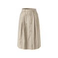 thumbnail image 5 of Women's Cotton Linen Midi Skirts Elastic Waist Front Button Solid Color A-Line Skirts Loose Causal Going Out Skirts with Pockets, 2XL, 5 of 6