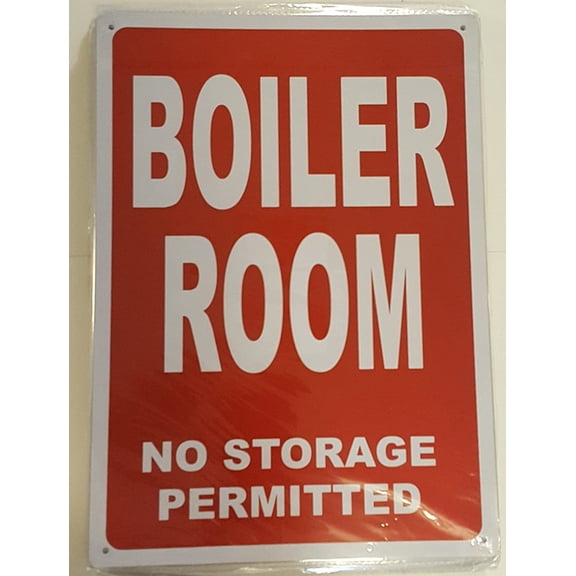 Boiler Room Sign (Aluminum Reflective Signs, RED 10x12) (ref-2201)