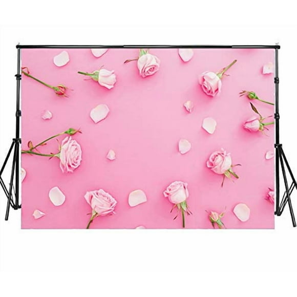Sensfun 7x5ft Pink Rose Photography Backdrops Flowers and Petals on Pink Photo Background for Wedding Bridal Shower Valentine's Day Baby Shower Photobooth Banner Portrait Photo Studio Props(WP076)