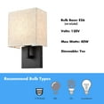 thumbnail image 5 of MOOSE 7" Matte Black Wall Lamps with Cuboid Linen Shade 2 Pack, 5 of 6