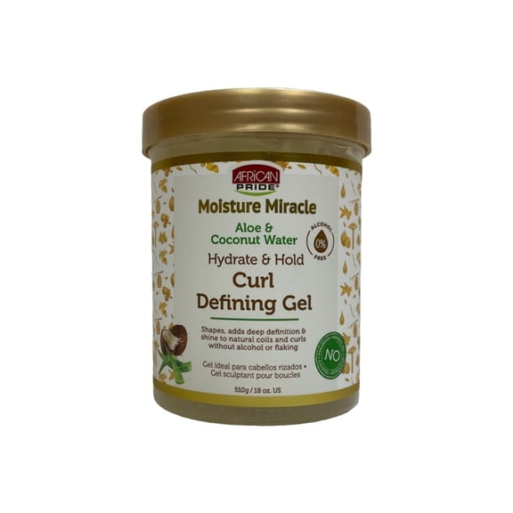 African Pride Moisture Miracle Hydrate & Hold Curl Defining Hair Gel, For Natural Coils & Curls, Hydrates & Controls Frizz, 18 oz