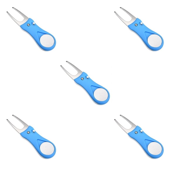 Advancent Golf Pitch Groove reparación tenedor entrenamiento práctica Pitchfork mango de plástico cabeza de acero inoxidable marcador limpieza Azul 5piezas