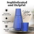 thumbnail image 3 of Vintage Bedside Water Carafe With Tumbler – 37 Oz Ribbed Pitcher and Matching Drinking Glass Doubles As Lid For Guest Room, Office-Makes A Gift, 4.5”x 9.25", Blue, American Atelier, 3 of 8