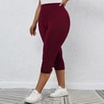 thumbnail image 3 of Side Split Womens Solid Yoga Leggings Seamless High Waist Casual Capri Pants Comfy Workout Fitness Capri Pants, 3 of 9