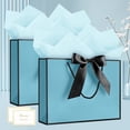 thumbnail image 2 of Gift Bags with Handles, 13” Medium Bag for Presents, 1 Pcs 2 Tissue Paper and Cards Graduation Baby Shower Wedding Fathers Day Mother's Birthday Party (Bule-Blcak, 2 of 4
