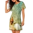 thumbnail image 2 of Fotbe Starfish And Seashell Pattern Women's Cotton Nightgown Sleepwear Short Sleeves Shirt Casual Print Sleepdress, 2 of 6
