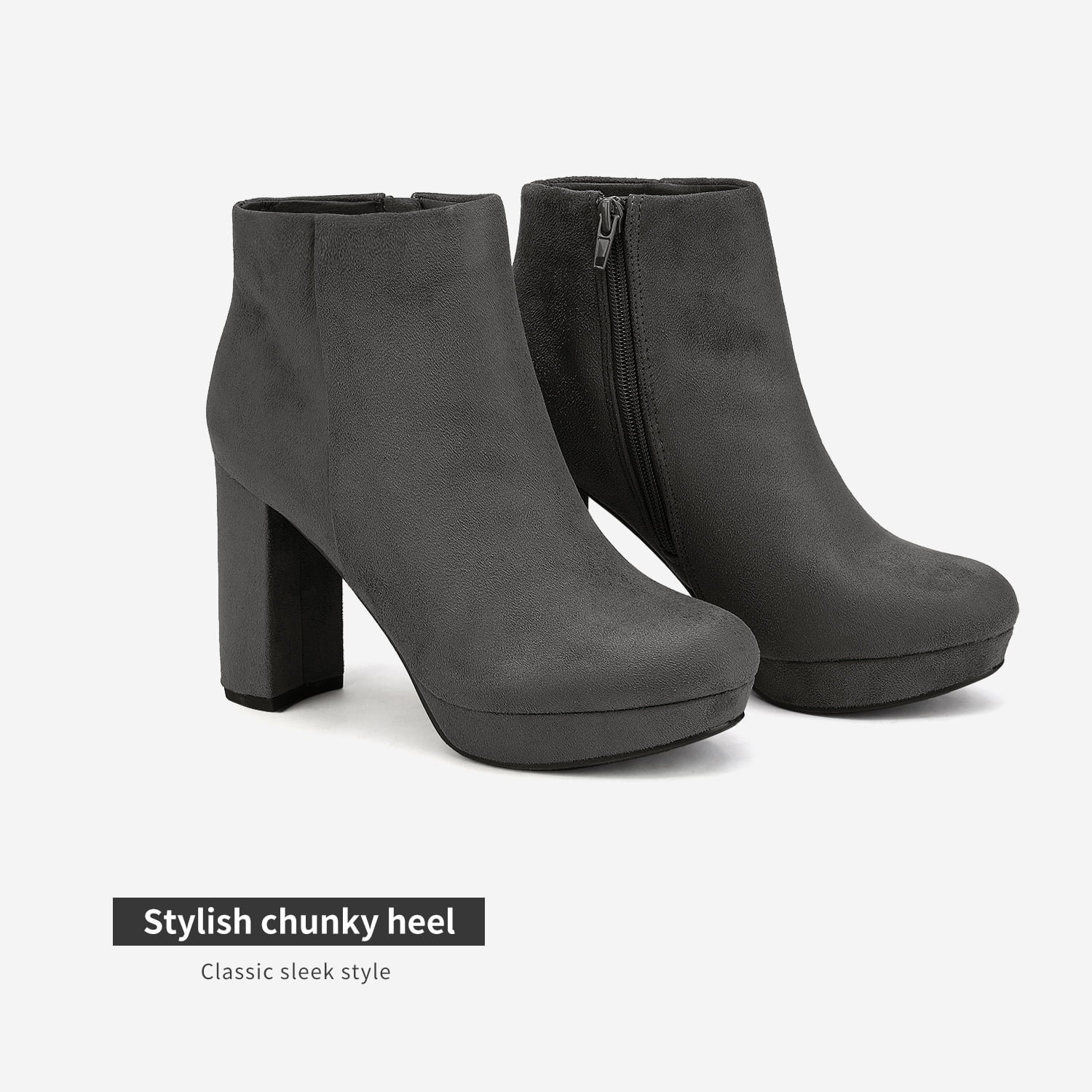Fashion Womens  Ankle Boots Mid Heel Block Martin Boot Booties Casual Shoes Size 