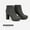GREY, variant on Women's New Slip On Ankle Boots Chunky High Heel Side Zipper Boots STOMP WHITE/PU Size 7.5