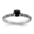 thumbnail image 3 of Auriga Fine Jewelry 925 Sterling Silver Antiqued Black Agate Ring for Women Size 7, 3 of 6