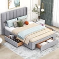 thumbnail image 2 of Royard Oaktree Full Size Upholstered Linen Platform Bed with Drawers and Tufted Wingback Headboard, 2 of 7