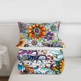 thumbnail image 5 of Erosebridal Watercolor Flowers Queen Comforter Set,Retro Bohemian Floral Bedding Comforter Set For Girl 3pcs, 5 of 7