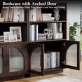 thumbnail image 2 of 46" Bookshelf and Bookcase, Brown Small Bookcase with Glass Door, 3 Tier Mid-Century Book Shelves w/ Deep Storage Cabinet and Adjustable Shelves, Wood Standing Small Book Shelf for Office Kitchen, 2 of 7