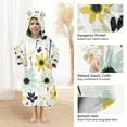 thumbnail image 3 of FORMRS Wearable Blanket Hoodie with Sleeves for Kids Cozy Flannel Sweatshirt, White Flower, 3 of 7