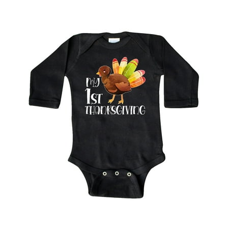 

Inktastic My 1st Thanksgiving Cute Baby Turkey Gift Baby Boy or Baby Girl Long Sleeve Bodysuit