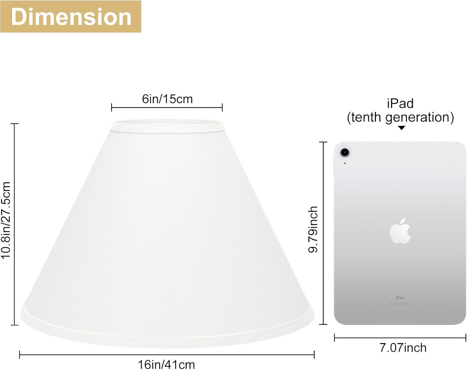White Lamp Shades Set of 2, Empire Large Lamp Shades for Table Lamps Floor Lamps, 6" Top x 16" Bottom x 10.8" High, Natural Linen Lampshades Replacement, Spider, Harp Holders Included, Easy Assembly