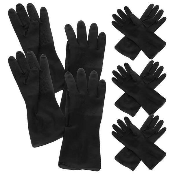 Black Latex Hair Shampoo Gloves for Protection and Salon Use Reusable Hand Protectors Size