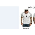 thumbnail image 3 of Men Short Sleeve Gym T-Shirt Bodybuilding Slim Fit Stringer Shirts Top Blouse, 3 of 4