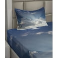 thumbnail image 2 of Ambesonne Scenery Fitted & Top Sheet Set with Sham, Clouds Sunny Day Sky, Blue White, 2 of 4