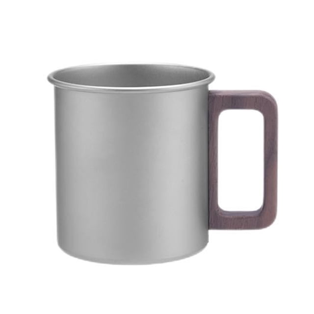 Camping Ti Camping Cup Pura Ti Tail Taza Manja de Madera Gran Capacidad Al Aire Libre Portable Gran Taza Taza Taza Taza de Té