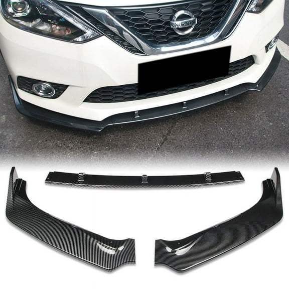 Stay Tuned Performance For 16-19 Nissan Sentra 4DR Carbon Look Front Bumper Body Kit Spoiler Lip 3PCS