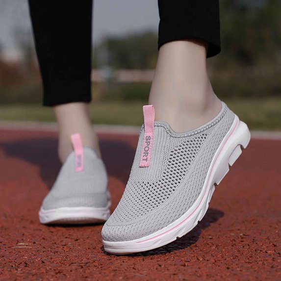 ibiyuan Womens Orthopedic Walking Shoes Knit Upper Embroidery Walking Shoes Women Adjustable Upper Closed Toe Slip on Womens Slip on Sneakers Lightweight Hands Free Mary Jane Flats Foam Shoes