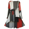 thumbnail image 5 of Beige And Black And Red Squares Long Sleeve Dresses For Women Vintage Elegant Party Dress Oversized V-neck Dress S-8XL, 5 of 7